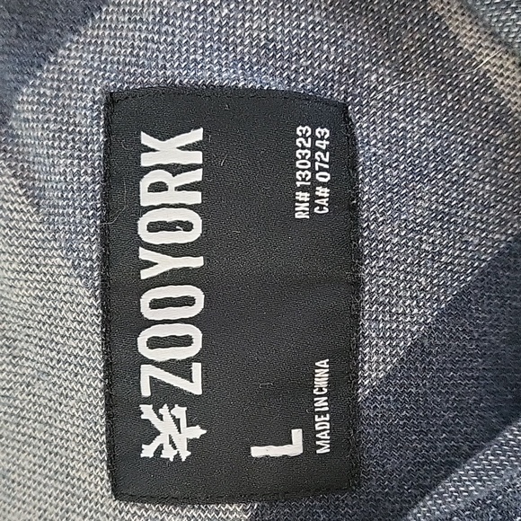 Zoo York Men's Charcoal and Black Plaid Button Down - Picture 6 of 9